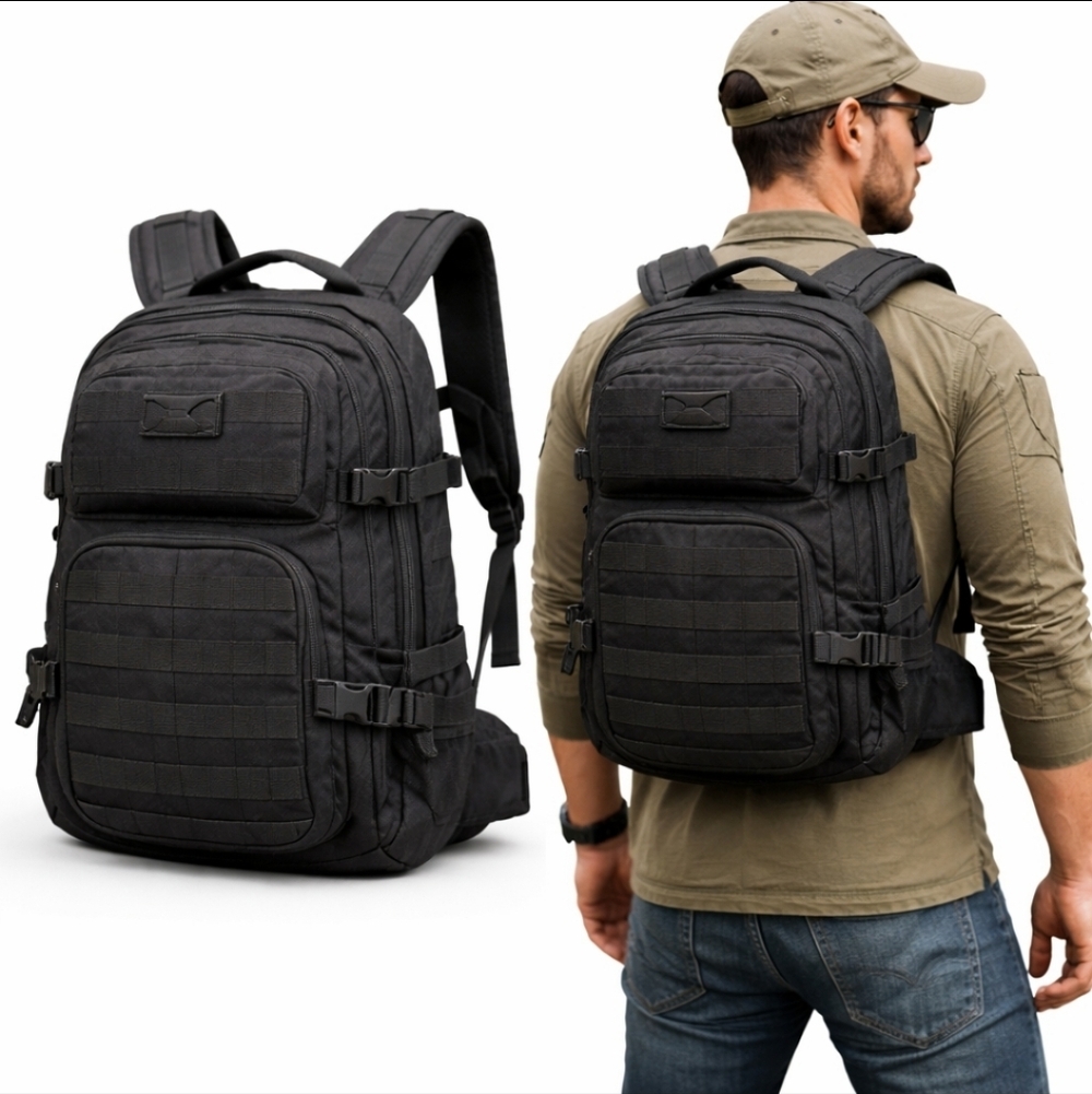 Red Rock Outdoor Gear Tactical Backpack MOLLE Hiking Military Style Black